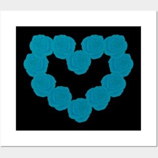 Teal roses heart Posters and Art